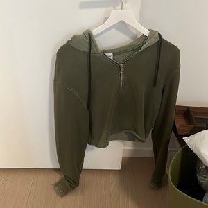 Cotton Citizen Tie Die Khaki Green Cropped Hoodie